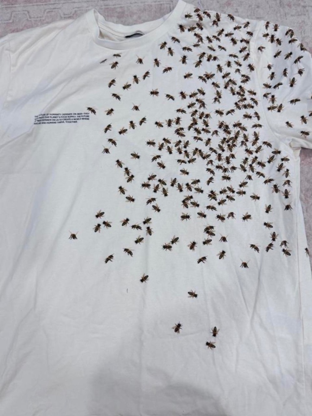 Pangaia White Bee Graphic T-Shirt Size S